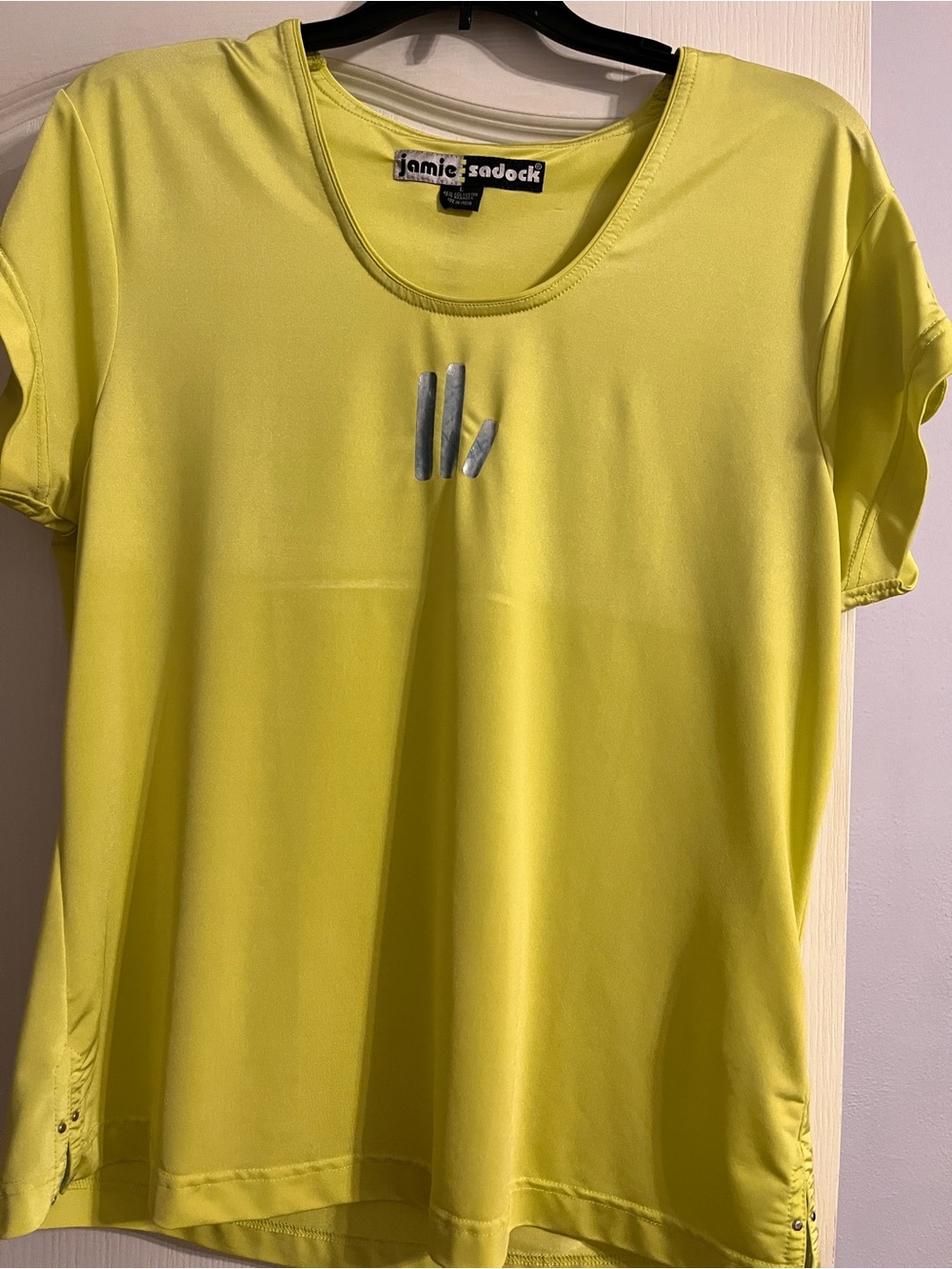 Jamie Sadock Bright Yellow Shirt Size Large Athleisure Short Sleeve